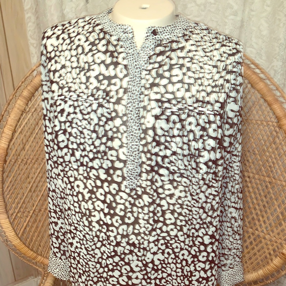 a.n.a sheer animal print blouse